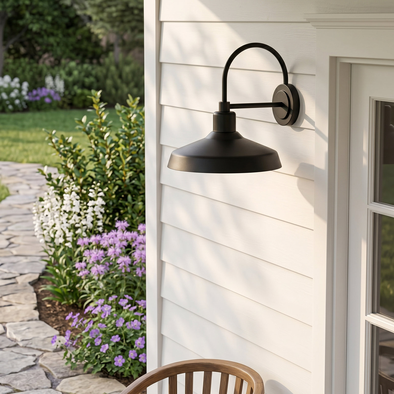 Vanielle Single Bulb Outdoor 16.5" H Barn Lantern with Anti-Fading Finish, Black