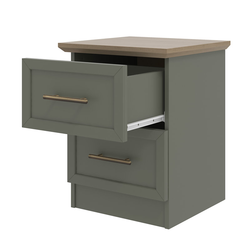 Cleverdon Feya 2 Drawer Bedside Table, Kale Green