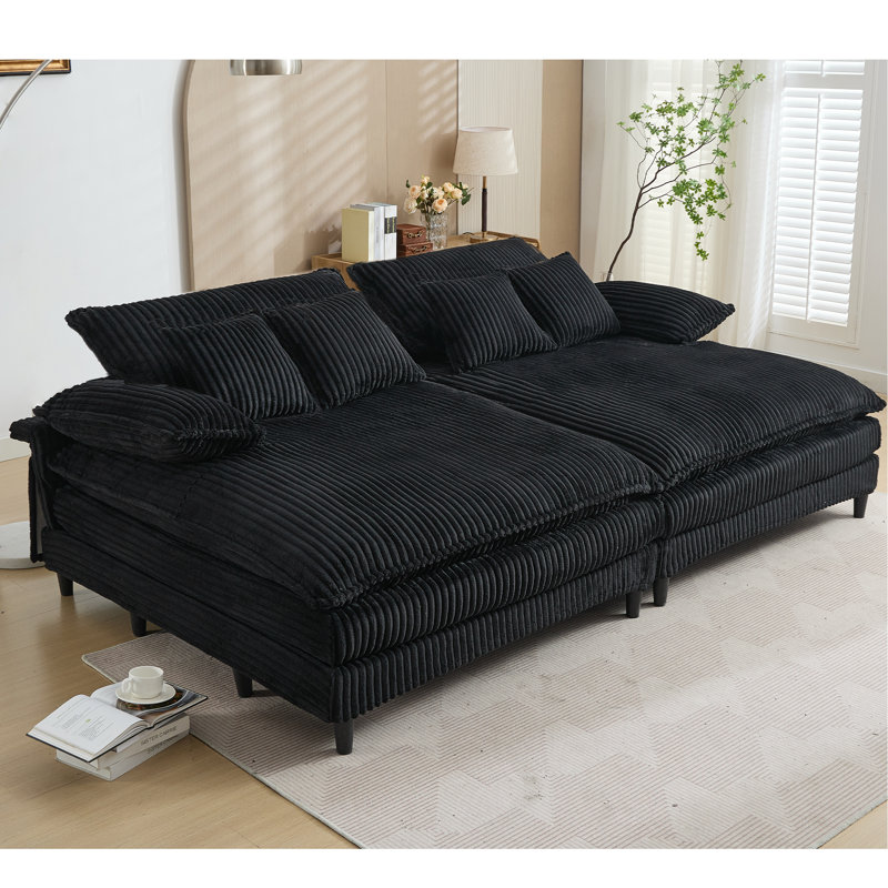Méridienne surdimensionnée double l 109 po, Noir