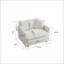 Canapés | Ensemble de canapé 3 pièces en chenille ivoire décontracté - 2 fauteuils + 2 sièges | pour le salon | Chêne blanc américain | Cabriole