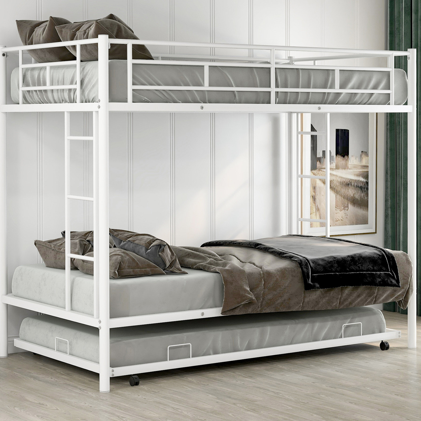 Isabelle & Max™ Twin Over Bunk Bed With Trundle, Black - Metal ...