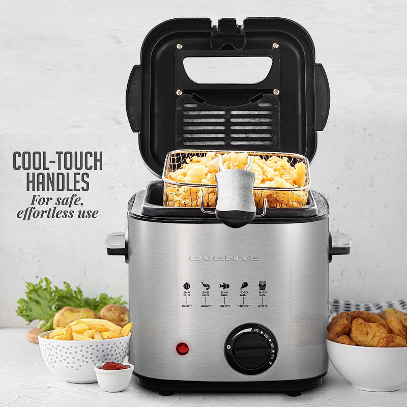 Ovente Silver 1.5 Liter Electric Deep Fryer with Basket