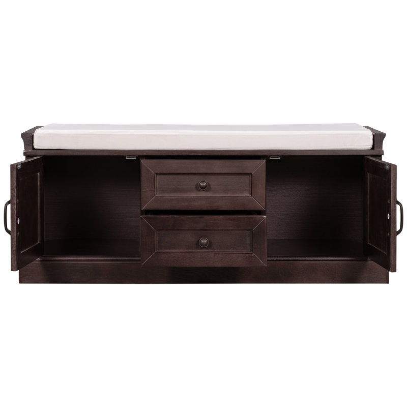 Banc de rangement en velours, Espresso
