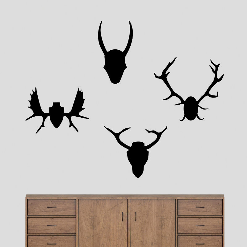 Décalcomanie murale antlers montage Petrucci, Noir
