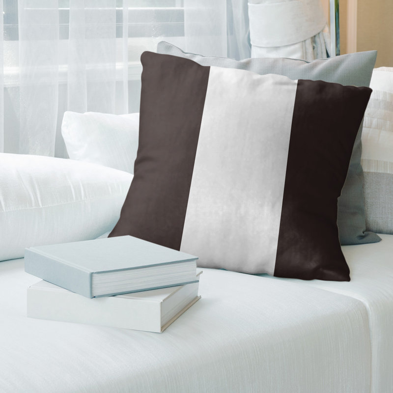 Housse de coussin, 20 po x 20 po, Brun / Blanc, Faux lin
