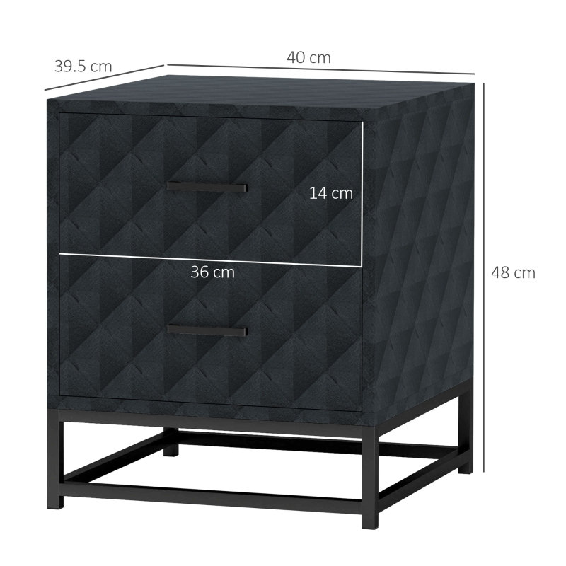 40cm W Engineered Wood Bedside Table