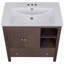 Plateau de meuble-lavabo simple 30 po avec lavabo blanc, 3 trous de robinet, céramique, blanc