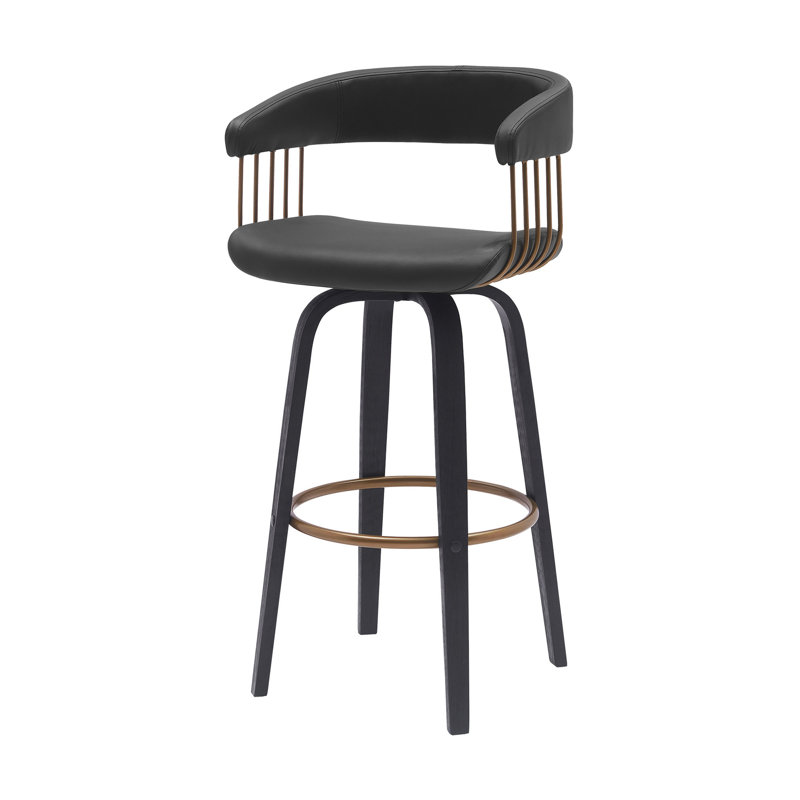 Chaise de bar pivotante 31 po en similicuir noir