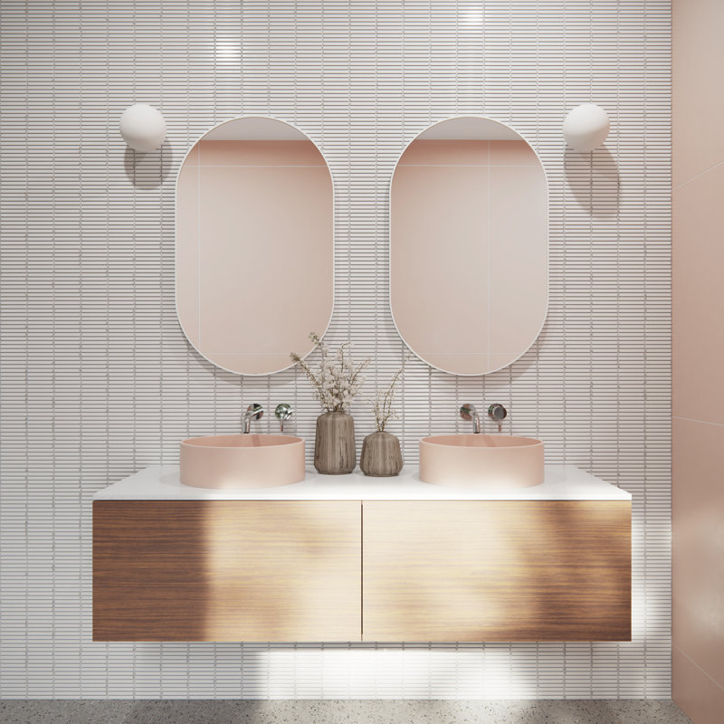 Modern & Contemporary Accent Bathroom / Vanity Dresser Mirror, 36" x 22", White