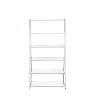 Bibliothèque à finition rectangulaire avec tablettes ultrabrillantes - 6 tablettes de rangement et placage, tablettes d'ornement d'une capacité de 10 lb, limite de poids pour chacune
