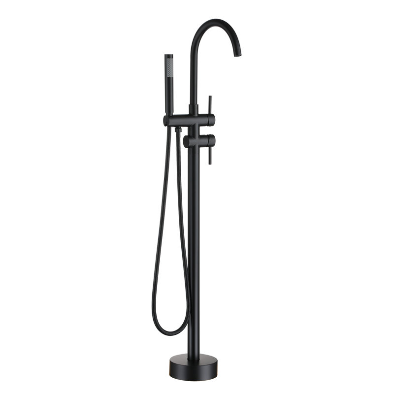 Floor Tub Filler with Diverter, Black