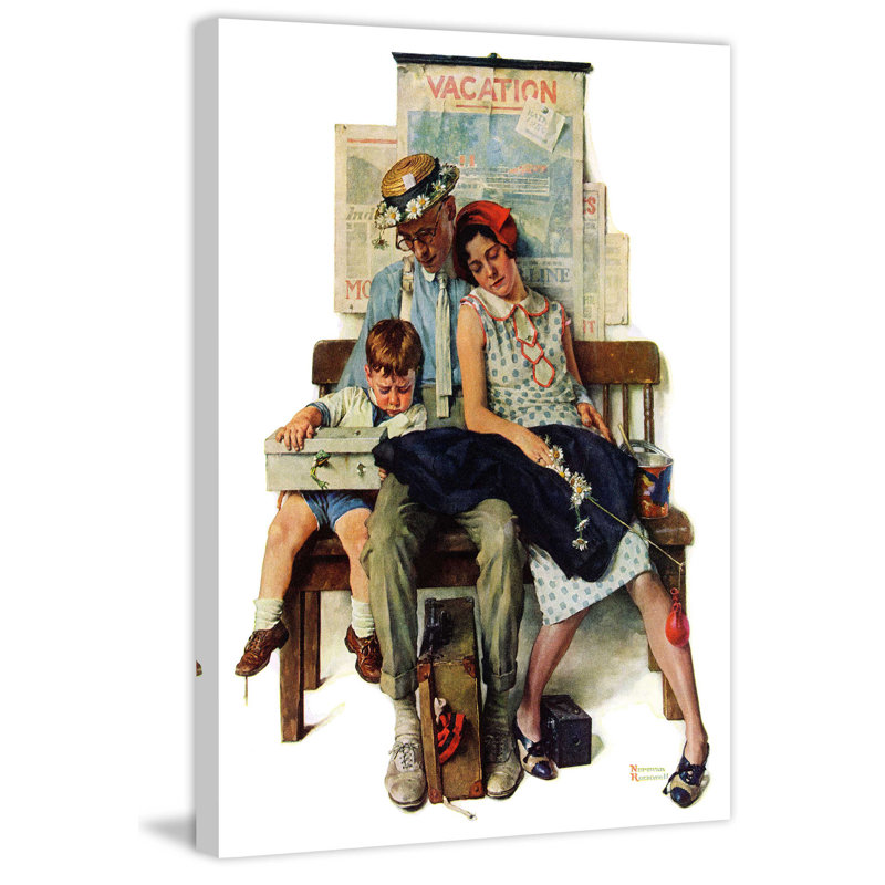 « home from vacances » par norman rockwell, reproduction d’art sur toile tendue, H 31 po x l 24 po