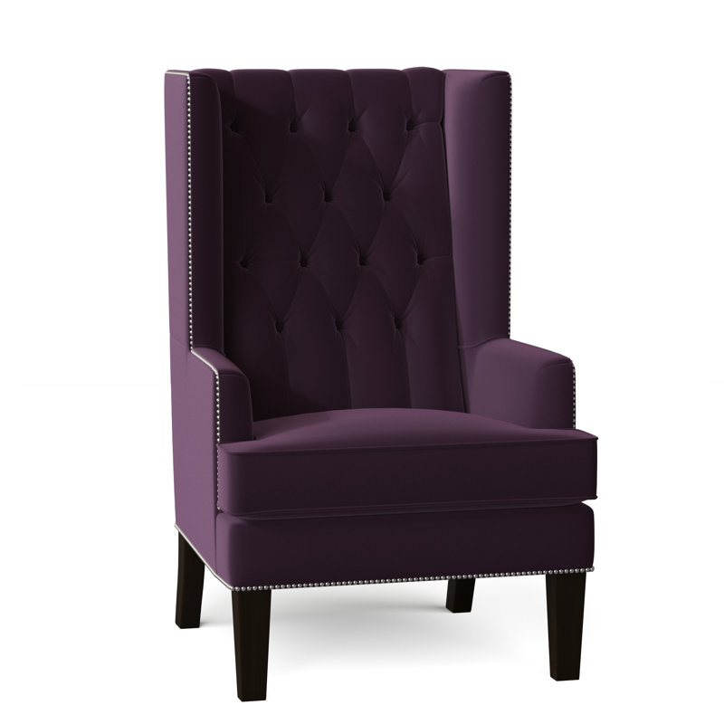 Fauteuil à oreilles capitonné de 30 po de largeur Searle, Figue, Noir