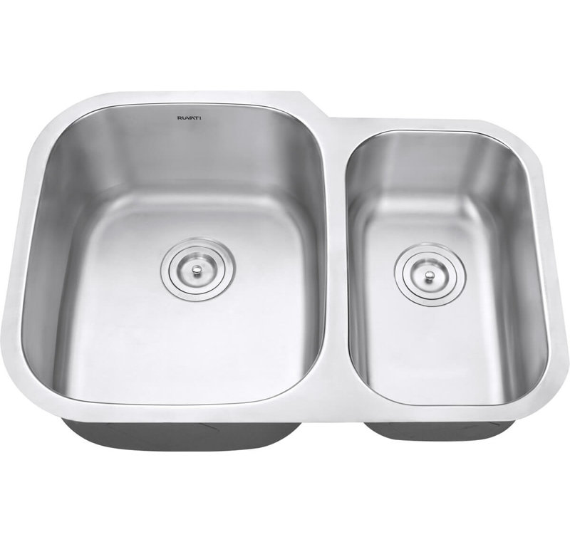 Ruvati 29-inch Undermount 60/40 Double Bowl 16 Gauge Stainless Steel Kitchen Sink