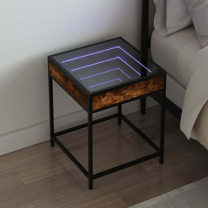 Adisan 40cm W Bedside Table, Smoked Oak