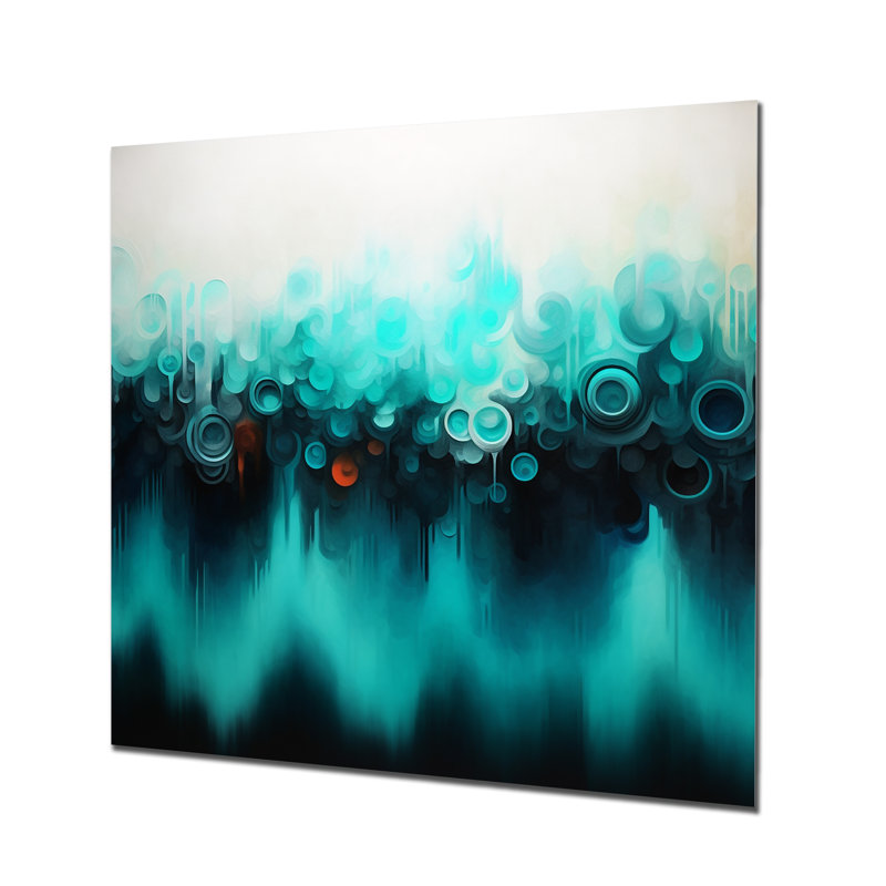 «Blue and Black Ripple Abstract Medley I», art mural abstrait en métal, H 16 po x l 16 po