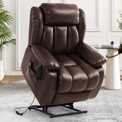 Power Lift Recliner Chair Dual Motor, Electric Leather Recliner for Elderly with Heat and Massage