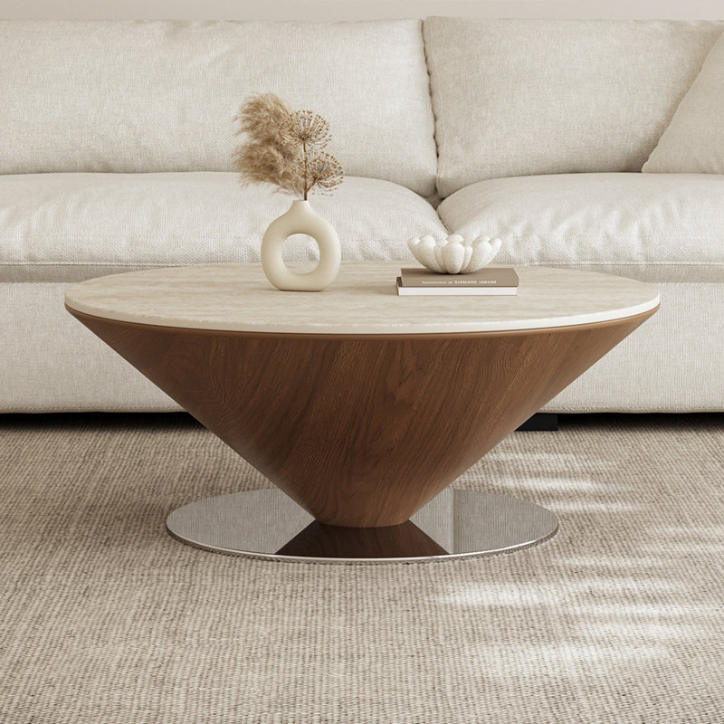 Table basse créative en dalle de granit de style médiéval, Multicolor / Silver