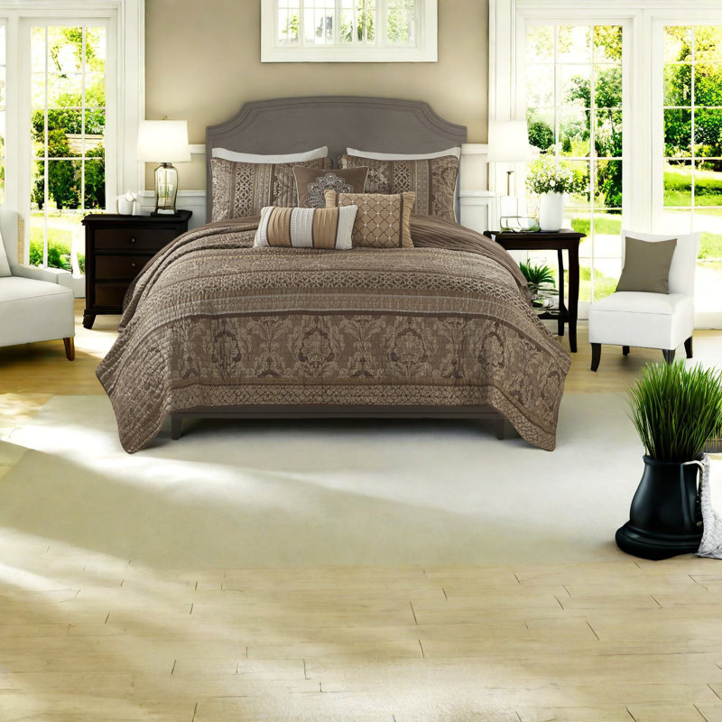 Ensembles de literie en jacquard luxueux, conception en coton brun doré pour la maison