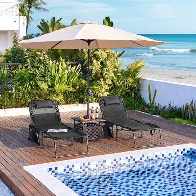 Outdoor Folding Tanning Chair with Removable Cushion and Face Hole