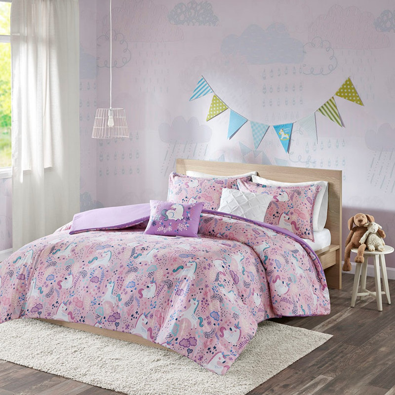 Literie en coton Agace, Housse de couette double / grand et 4 pièces supp