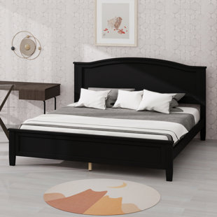 Platform Bed with Headboard and Sturdy Wooden Slat Support Legs