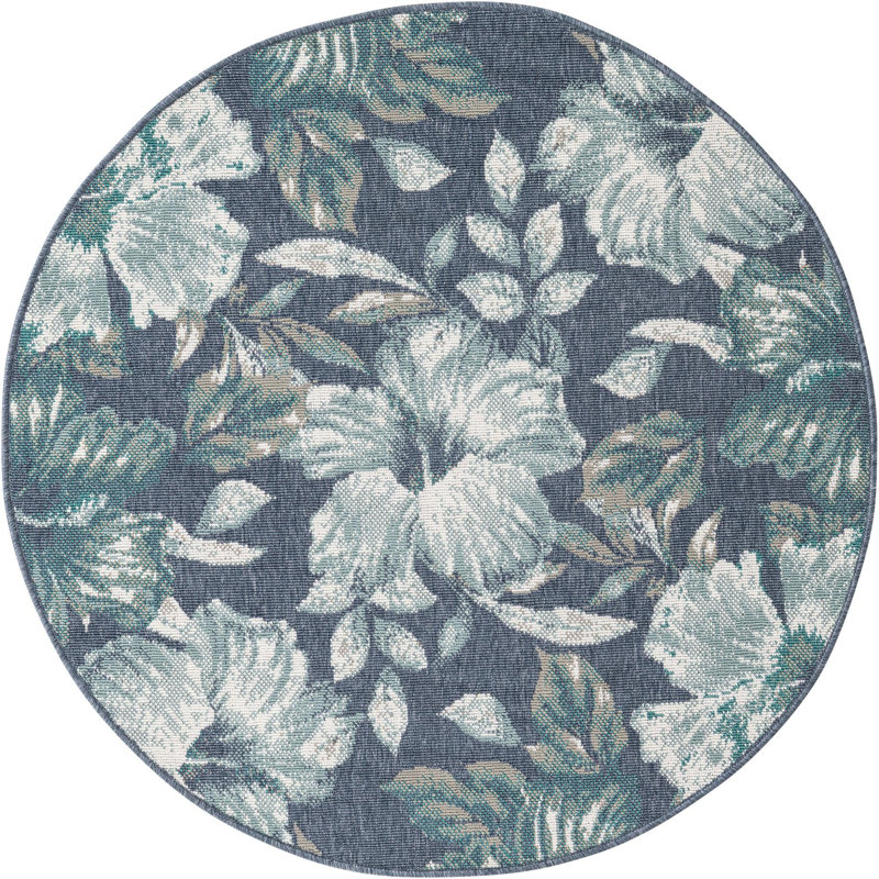 Briseida Floral Indoor / Outdoor Rug, Round 4'