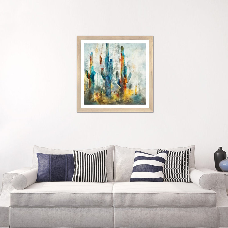 «Saguaro Forest» encadré par Scott Brems, H 24 po x l 24 po x P 1 po, Papier avec cadre photo en bois naturel, Oui