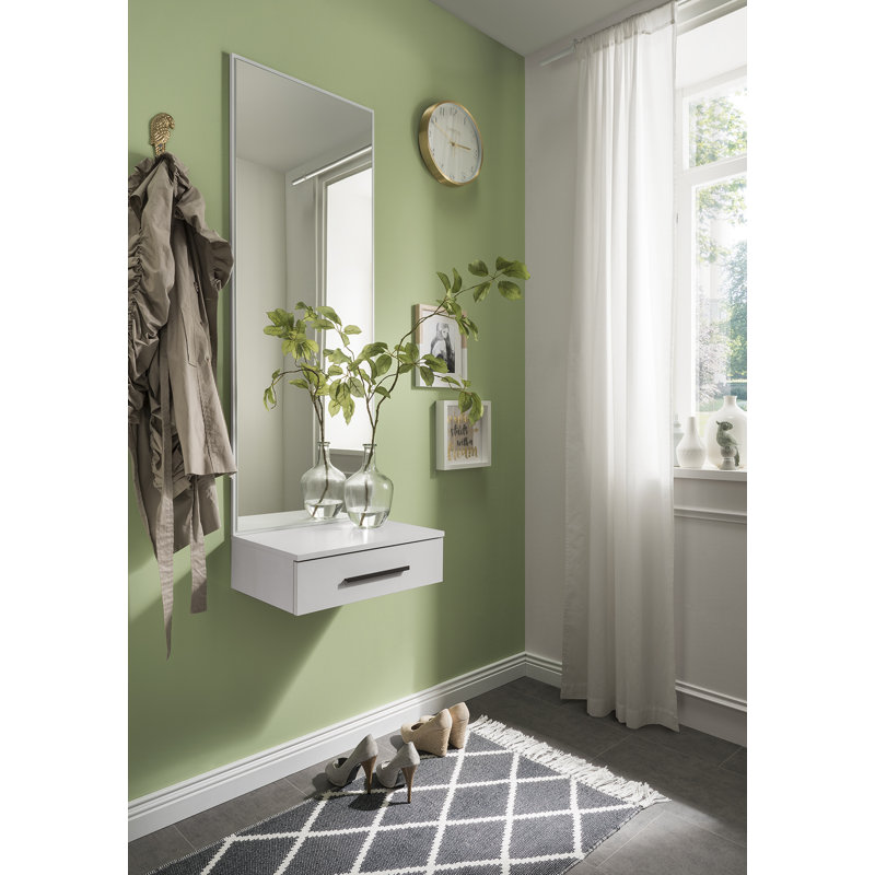 Leocadia Wood Rectangle Wall Mirror, White