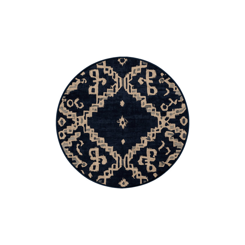 Machine Washable Gray Area Rug, Round 3'