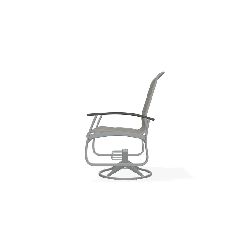 Belle Isle Sling Aluminum Frame Dining Height Swivel Rocker with Marine Grade Polymer Arm Accent, Smoke, Graphite