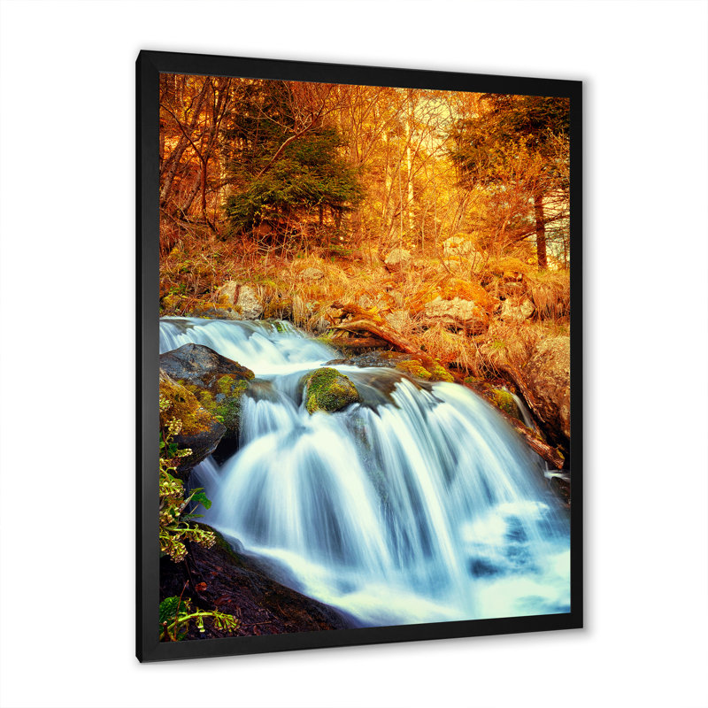 «Beautiful Autumn Forest Waterfall VII», reproduction d'art sur toile traditionnelle, H 12 po x l 20 po x P 1 po
