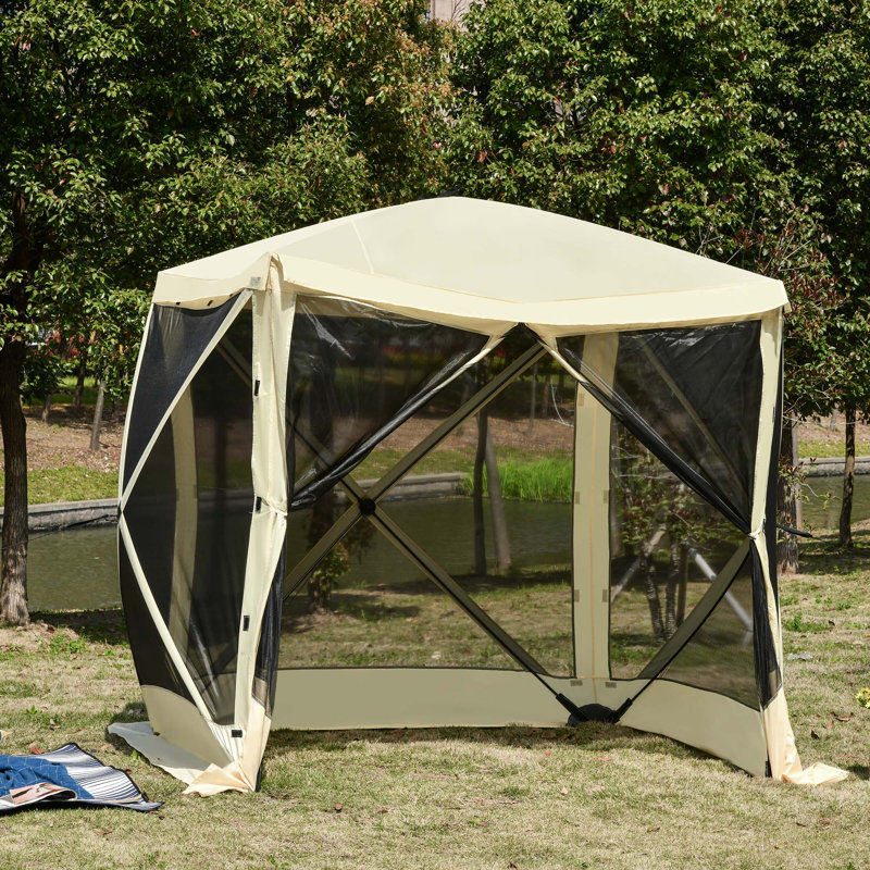 Moustiquaire de camping en plein air 7 pi L 7 pi. D Pavillon de jardin en fibre de verre, Beige