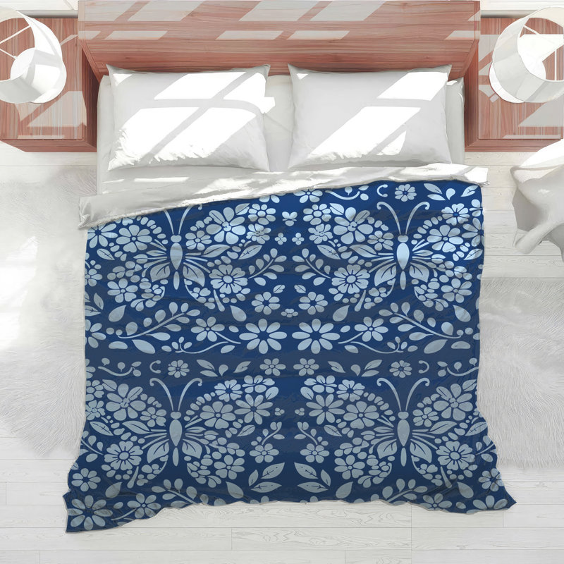 Butterfly Floral Pattern Comforter, Twin Extra Long