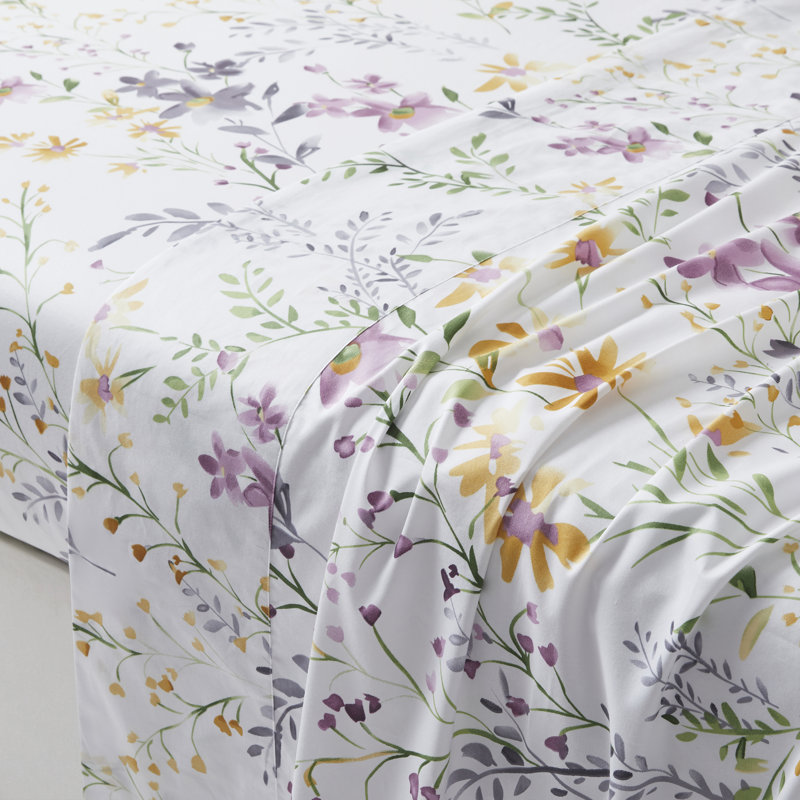 Ensemble de draps-housse aquarelle, Ensemble de draps pour grand lit avec 3 pièces su