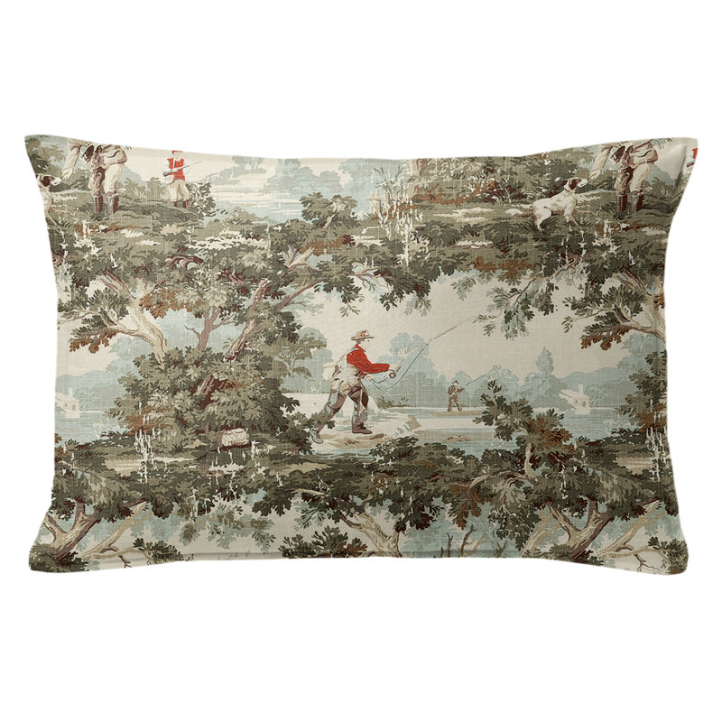 Greenwood Ivory/Red Linen Duvet Cover Set, California King Duvet + 2 King Shams