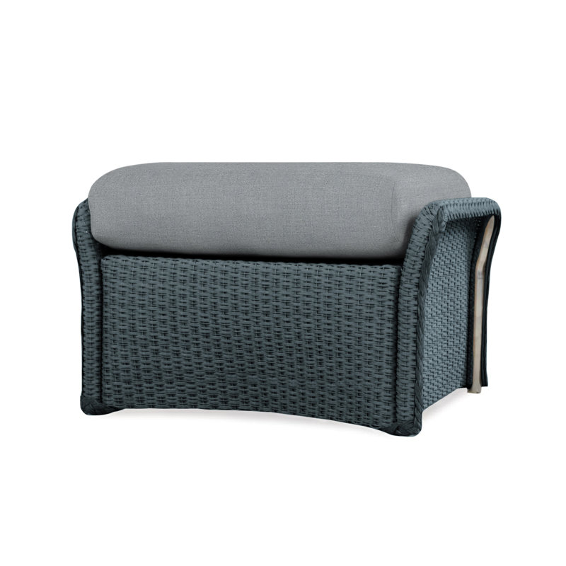 Weekend Retreat Outdoor Ottoman, Sandberg Pewter, White