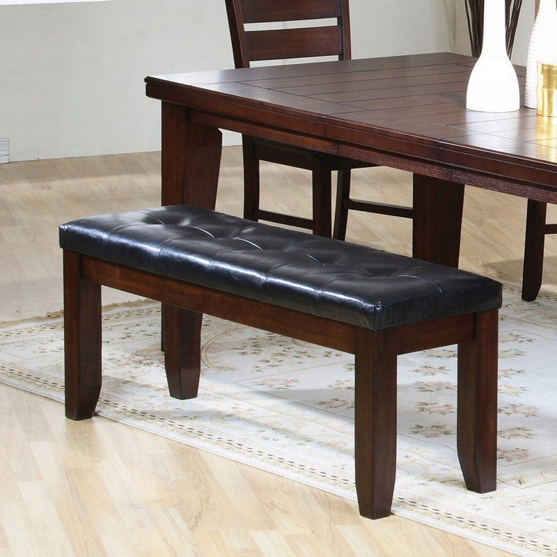 Banc ACME Urbana, cuir synthétique noir et cerisier, Cerisier