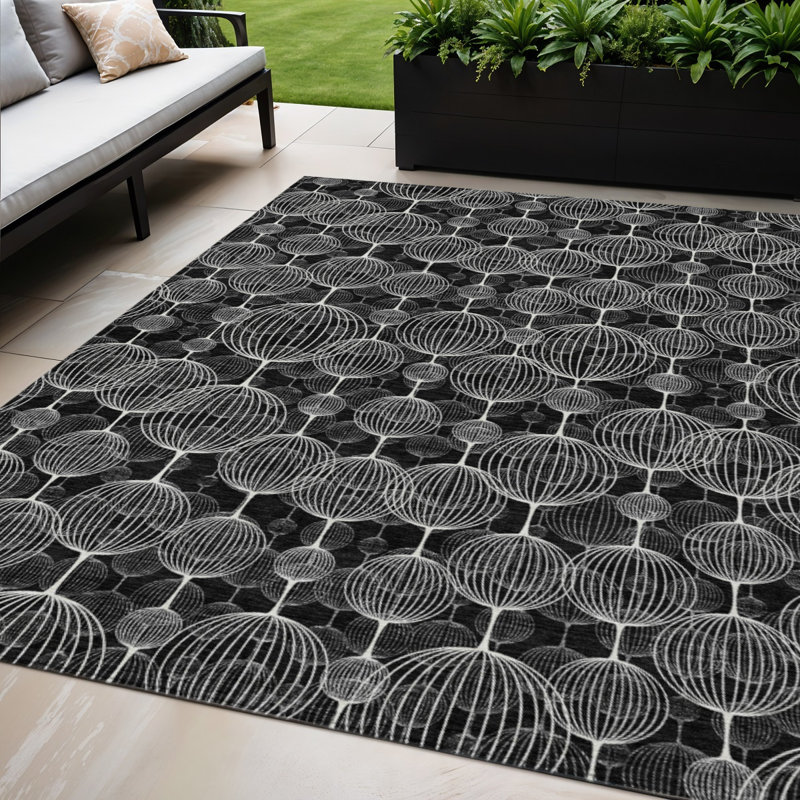 Tapis intérieur lavable à motif géométrique ivoire 5 pi x 8 pi