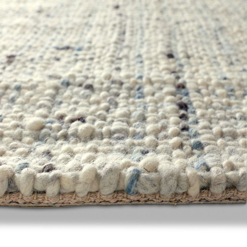 Jaipur Living Season CMB05 Handmade Solid Cream and Blue Area Rug (6'x9'), Rectangle 6' x 9'