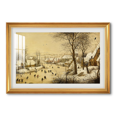 «Winter Landscape with Skaters and Bird Trap, 1565» par Bruegel l'Ancien, toile sur mesure