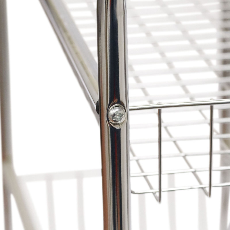 Chrome Iron 3-Basket Storage Cart, Silver