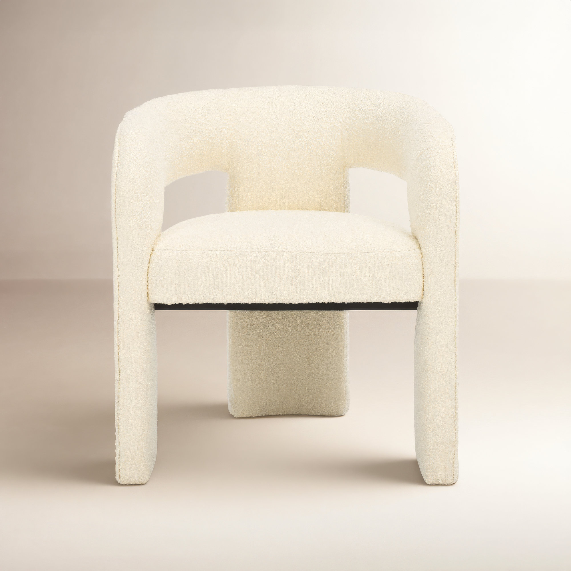 Meline Velvet Low Back Arm Chair, Ivory