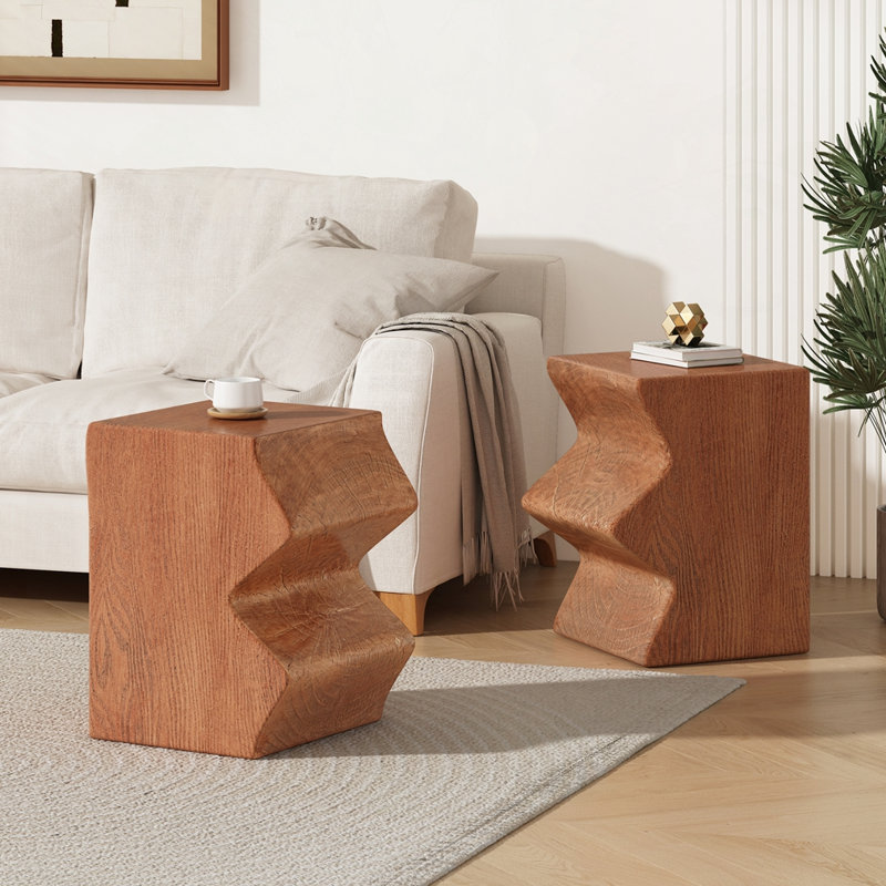 Ensemble de 2 tables d'appoint d'extérieur rectangulaires, Naturel