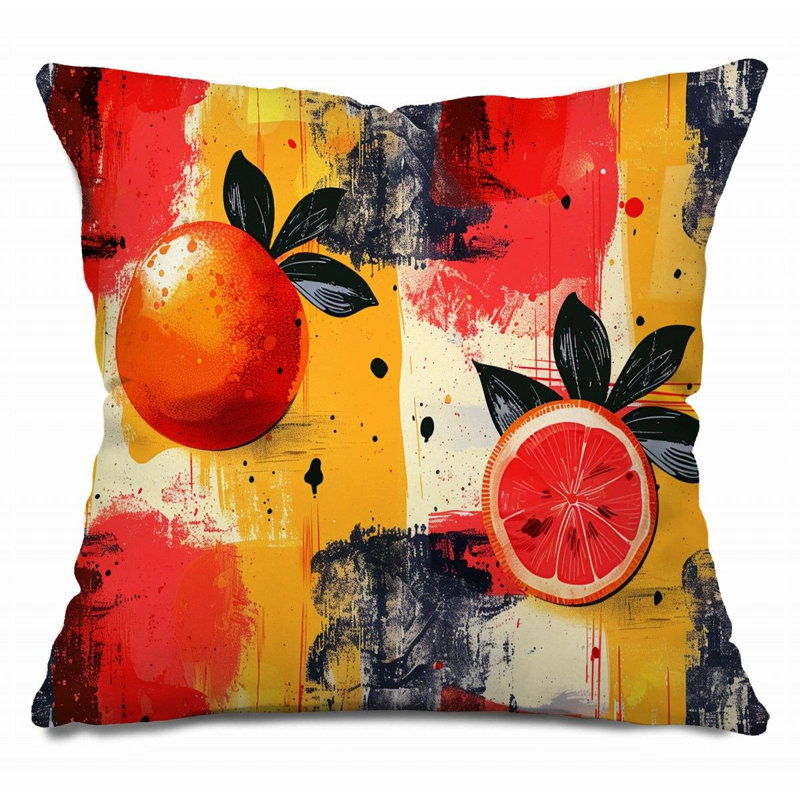 Coussin Fruit Illustration, Art coussins - 12166, H 18 po x l 18 po