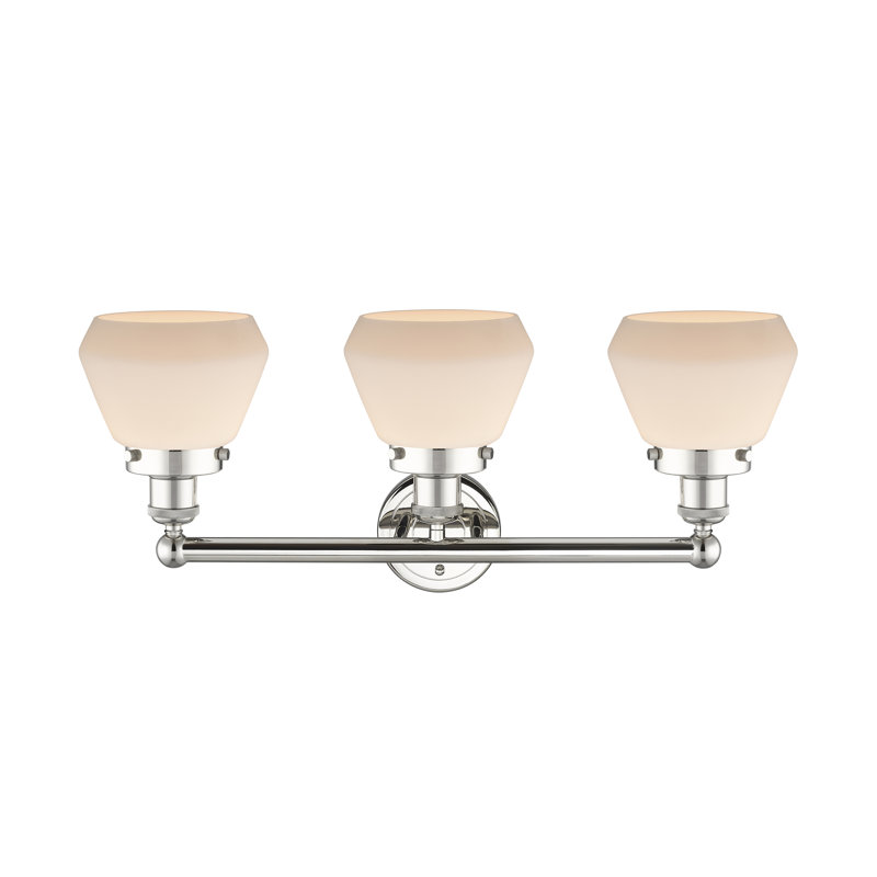Éclairage de salle de bain à 3 lumières à intensité variable Rivka, Blanc mat, Nickel poli