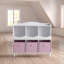 Bibliothèque de rangement blanche avec bacs en tissu