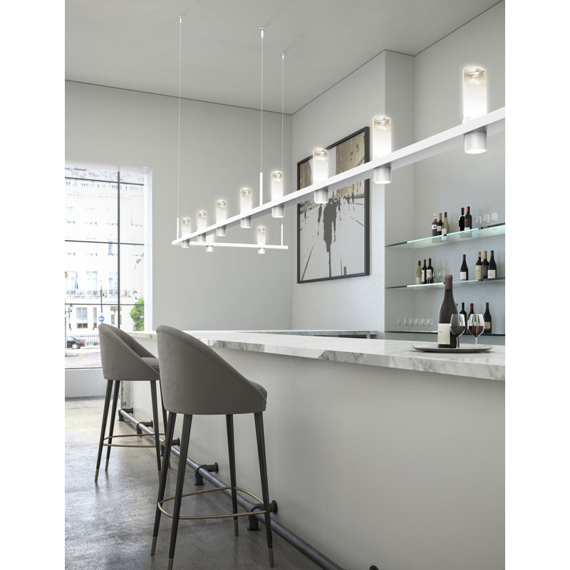 Intervals® 6 - Light LED Pendant, 11.5" H x 96.25" W x 4"D, Clear, White