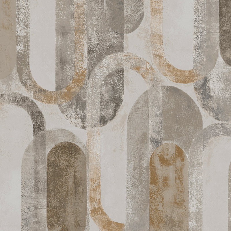 Sublime Geometric Vinyl Metallic Wallpaper Double Roll, Sand Gold