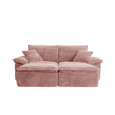 Canapé modulaire 81 po - Très grand canapé en velours côtelé avec repose-pieds mobile